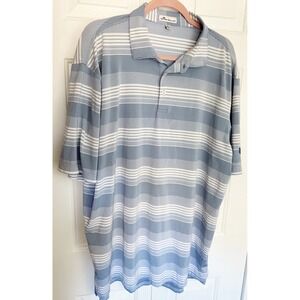 Peter Millar Men's Light Blue/ White Short Sleeve Golf Shirt In XL. ME On Sleeve